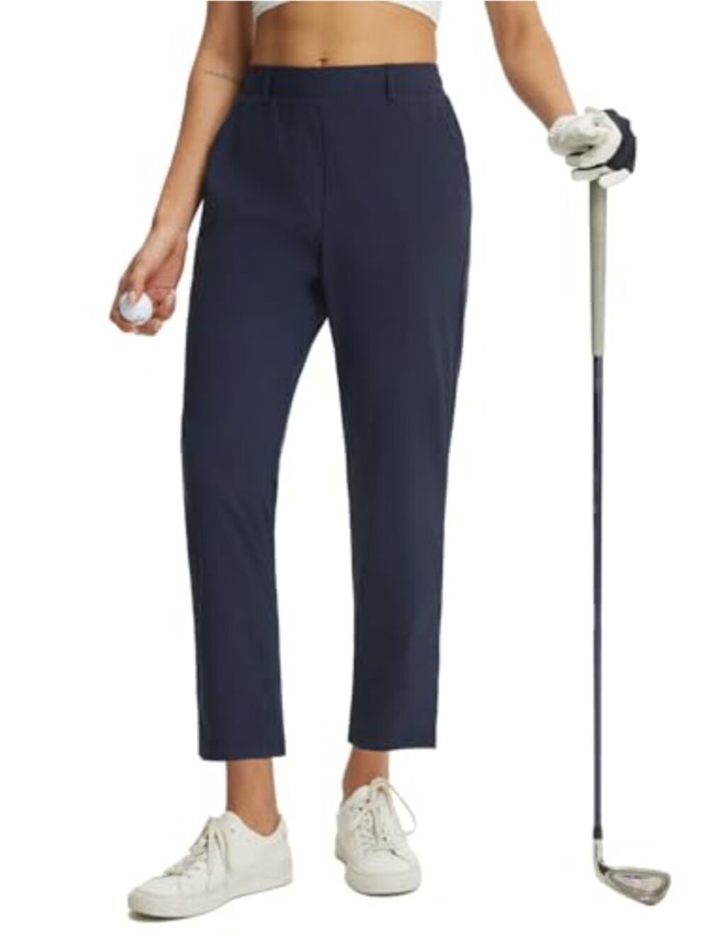 Women's Golf Pants Stretch Wrinkle-Free Casual Work Business Ankle Slacks Tummy